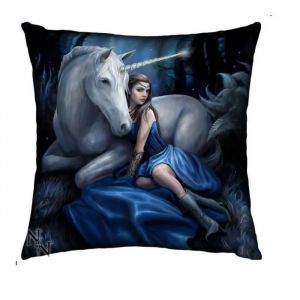 Coussin - Lune Bleue - Licorne - 42 X 42 Cm - Finition Satin&eacute;e - Neuf