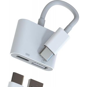 KALANKA-Adaptateur USB C vers USB (2-en-1) C&acirc;ble OTG Chargeur Jack Splitter pour iPhone 16 15 pour Apple Compatible avec Samsung Galaxy pour iPad Pro Air4 Type-c Connecteur Cl&eacute; R&eacute;partiteur Thunderbol - Neuf