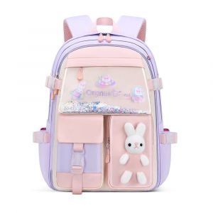Sac à dos d'école pour filles, joli sac d'école coloré, grande capacité, sac à dos étanche, sac à dos décontracté, sac d'école primaire avec poche avant pour réfrigérateur - Neuf