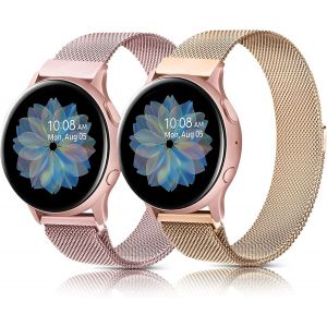 Kalanka-2 Pcs Bracelet Pour Samsung Galaxy Active2/Active/7/6/5/4 (40mm 44mm), 20mm En Acier Inoxydable Pour Samsung 4/6 Classic (Rose+Or Rose) - Neuf