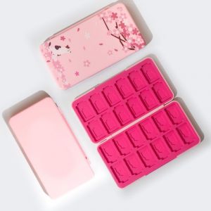 (Sakura) Jolie Boîte De Rangement Pour Jeux Nintendo Switch, Étui Portable Pour Cartes De Jeu Avec 24 Emplacements Pour Cartes De Jeu Et 24 Emplacements Pour Cartes Micro Sd - Neuf