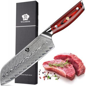 Chicslick-Damas Couteau À Découper 17.8cm Tranchant Professionnel Asiatique Couteau À Viande Japonais Super Vg10 Acier Multi - Fonction Légumes Couteau De Cuisine Tang Ensemble Complet[X1901] - Neuf