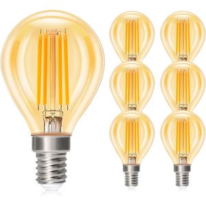 Cheng-E14 Led Ampoules, Blanc Chaud Ampoule À Filament, 4w (Equivalent 40w), Ambre Glow, 2700k, Filament Led Rétro, 2700k Blanc Chaud, Non-Dimmable, Lot De 6 - Neuf
