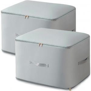 SJZG-Lot De 2 Organiseurs De Compression Peu Encombrants, Sacs De Rangement Auto-Compressifs, Extra Grands, Pour Couettes, V&ecirc;tements, Couvertures, Gris, Taille Xl 54 X 42 X 60 Cm - Neuf
