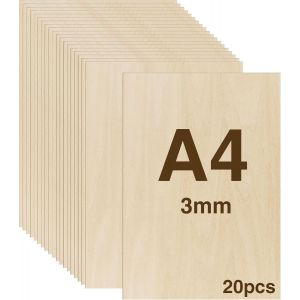 10pcs Contreplaqu&eacute; 2mm, Planche Bois A4, Feuille de Bois Rectangulaire, Plaque Bois Brut, Bois Brut Non Finie, Panneau Feuille D&eacute;coupe Laser pour Pyrogravure, Gravure, DIY 30 * 21cm - Neuf