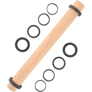 Ayuhr-Super Kitchen Rouleau À Pâtisserie En Bois De Hêtre Avec Anneaux Amovibles, Anneau En Silicone Réglable 5 Tailles, Patisserie Accessoire Pour Pâte, Fondants, Pizzas, Biscuit (40x3.9cm) - Neuf