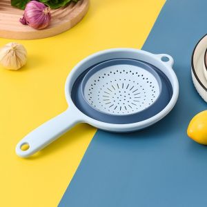 2pcs Bleu Pliable Passoire Pliable En Silicone Colanders, Pliable Colanders Avec Des Poignées, Repliables, De Fruits Et De Légumes Passoire Avec Poignée Draineur Pour Tendre Les Pâtes, Les Légumes - Neuf