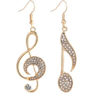 Kal-Boucles D'oreilles Pendantes Note Musique Élégantes Femmes Amoureuses Musique Clé De Sol Bijoux Cristaux Accessoires Cadeaux Breloques Remarquables - Neuf