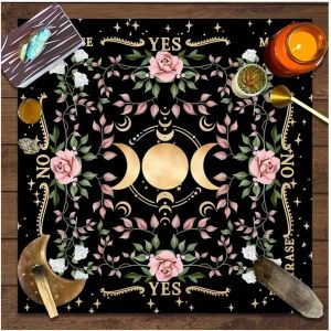 Tarot Cartes Nappe 49 X 49 Cm Vintage Astrologie Tissu Style Nordique Lune Fleurs Nappe Imprimée Autel Tarot Nappe Carrée Tarot Jeu Nappe Autel Nappe 8# - Neuf