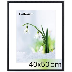 CMWX-Cadre photo en chêne - Avec verre trempé - Pour photos de 40 x 50 cm - Sans passe-partout ou photos de 29 x 39 cm - Avec passe-partout - Cadre photo en bois massif - Noir - 40 x 50 cm - Neuf