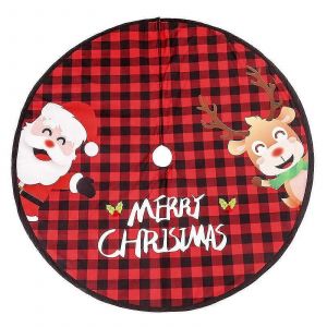 Jupe de sapin de No&euml;l &agrave; carreaux rouges et noirs, id&eacute;ale pour les f&ecirc;tes de fin d'ann&eacute;e en int&eacute;rieur et en ext&eacute;rieur, et s'accorde avec un style champ&ecirc;tre. - Neuf
