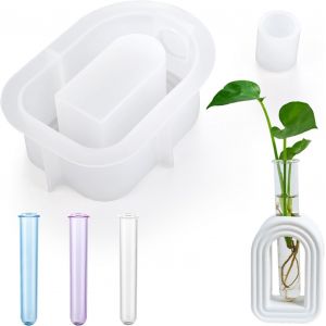 Moule Resine Epoxy, Moule En R&eacute;sine Pour Vase En Forme D'arche Avec 3 Tubes &Agrave; Essai En Acrylique Moule Silicone Resine Epoxy Pour Fabriquer Des Vases (Arch Shape) - Neuf