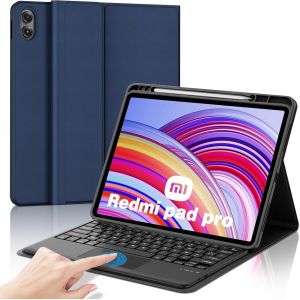 Clavier Avec Touchpad Pour Redmi Pad Pro 12.1 Pouces 2024, Azerty Français Clavier Bluetooth Magnétique Détachable Avec Trackpad Pour Tablette Xiaomi Redmi Pad Pro 12.1"", Bleu - Neuf
