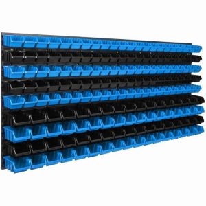 Étagère murale 173 x 78 cm avec 178 pcs Boîte Bleue et Noire XL - Neuf