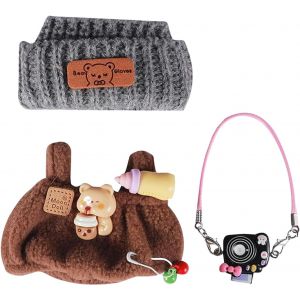 Habits d'&eacute;t&eacute; sucr&eacute;s pour poup&eacute;es Porte-cl&eacute;s Vinyl Plush Toyavec Chapeau de p&ecirc;cheur en Cordon & Robe Salopette & pin FloralAccessoires Tenue pour Vinyl Plush Toys Blind Box(Violet) - Neuf