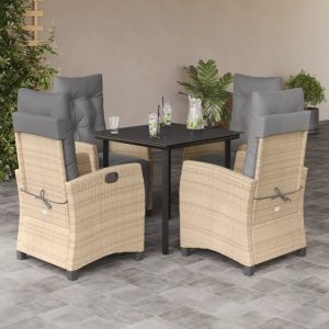 Prolenta Premium - Ensemble &Agrave; Manger De Jardin Coussins 5 Pcs M&eacute;lange Beige Rotin - Neuf