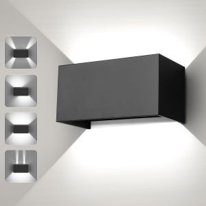 24w Led Applique Murale Exterieur Interieur Moderne, &Eacute;clairage Luminaire Murale En Aluminium Ip65 &Eacute;tanche, Lamp Murale Angle R&eacute;glable, Lumi&egrave;re Froid 6000k Pour Couloir Jardin Chambre, Noir - Neuf