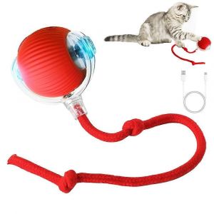 Interactif Des Jouets De Chat Balle, Automatique Rolling Chat Jouet Pour Les Chats D'int&eacute;rieur Et Les Chiens, 360&deg; En Mouvement Rapide Boule Rouge Pour Le Tapis De Jeu - Neuf