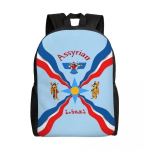 Sacs à dos personnalisés avec drapeau assyrien Suryoyo pour femmes et hommes, sac à dos décontracté pour l'école universitaire, sacs anciens Aram - Neuf