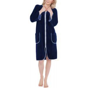 Peignoir De Bain Court Manches 3/4 Velours Pour Femme Robe De Chambre Zippee - Neuf