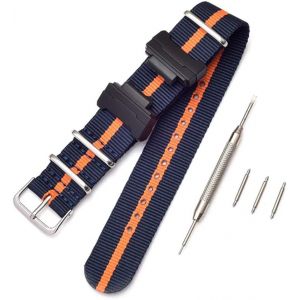 Kal-Nato Nylon Bracelet Compatible Avec Casio G-Shock Ga-110 120 Ga-400 Gd-100 Dw-5600 Gls-8900 Canvas Men Bracelet Band Black Adapters - Neuf