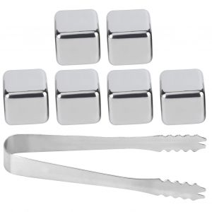 Hjlian Glacons Reutilisables Avec Pince En Acier Inoxydable 304 Pour Vin, Whisky, Boissons, 6 Pieces - Neuf