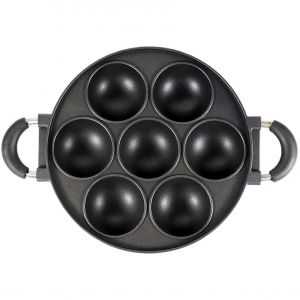 Poele A &AElig;bleskiver En Fonte, 7 Trous, Pour Takoyaki. Poele A &AElig;bleskiver Ronde En Alliage D'aluminium Avec Revetement Anti-Brulure. - Neuf