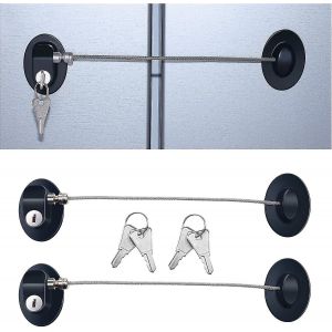 Noir - 2 Pack R&eacute;frig&eacute;rateur Porte Serrure Serrure En Caoutchouc Solide Cong&eacute;lateur Porte Tiroir Serrure Armoire De S&eacute;curit&eacute; Pour Enfants Serrure Avec Cl&eacute; - Neuf