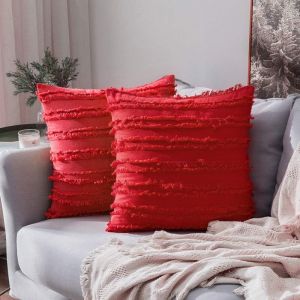 Ensemble de 2 decorative de Noel housses de coussin dans le style boheme dans les draps - Neuf