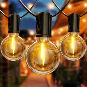 KAL-Guirlande Lumineuse Exterieure 8.8M 12+1 G40 Ampoules Ip54,Guirlande Lumineuse Guinguette Exterieur Led Incassable Blanc Chaud Connectable,Plug&Play,Pour Intérieur Extérieur Jardin Fête Maria - Neuf