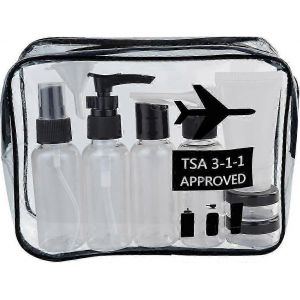 Ensemble de bouteilles de voyage avec trousse de toilette approuv&eacute;e par la TSA - R&eacute;cipients &eacute;tanches pour liquides - Conforme aux bagages &agrave; main d'avion - Neuf