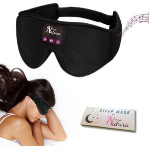 KALANKA-Masque de nuit noir bluetooth pour retrouver le sommeil et &eacute;viter l' insomnie - &Eacute;couteurs r&eacute;glales pour dormir, meditation, hypnose, voyage. 100% occultant & doux, cadeau pour homme et femme - Neuf