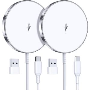 2 Pack Iphone Induction Charger,Magnetic Charger Induction Wire For Iphone 16 Pro Max/16 Pro/16 Plus/16/15/14/13/12 Series,Airpods 4/3/2,Mag-Safe Charger Replacement - Neuf