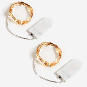 TRAHOO-Lot de 2 Petite Guirlandes Lumineuses &agrave; Pile 2 M &iquest; 20 LED a Pile Guirlande Lumineuse Int&eacute;rieur | Fil Led Lumineux D&eacute;coration de No&euml;l, Mariage, D&eacute;co Chambre et Maison - Neuf