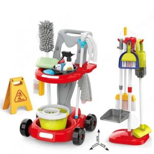 C Kit de nettoyage pour enfants 32x42,5x58cm 29 accessoires chariot de nettoyage pour enfant chariot menage enfant jeu d'imitation - Neuf