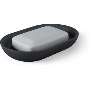 KAL-Soap Dish Junip. Porte Savon Oval Junip. En Résine De Pierre Noire Mate. 14X9X3Cm - Neuf