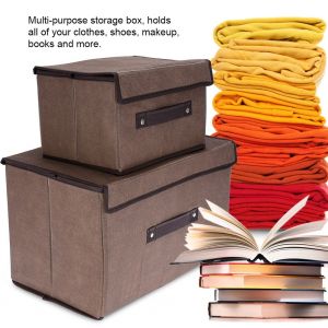 Hjlian Lot De 2 Boites De Rangement Pliables Avec Couvercle Pour Vetements, Livres, Jouets (Marron) - Neuf