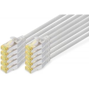 KAL-Câble Lan Cat 6A - 5M - 10 Pièces - Rj45 Câble Réseau - S/Ftp Blindé - Compatible Cat-6 & Cat-7 - Gris - Neuf