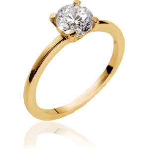 Yemaesre-Bague Anneau Solitaire En Plaqué Or, Sertie D'un Oxyde De Zirconium 6 Mm - Neuf