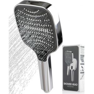 JGD-Pommeau de douche &agrave; haute pression d'eau - Douchette &agrave; main avec 8 types de jet - 26,5 x 12 cm - Grand pommeau de douche pour pommeau de douche - &Eacute;conome en eau - Doux pour la peau - En silicone - Neuf
