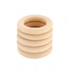Anneau en bois de 70 mm de diamètre et 10 mm d'épaisseur, couleur naturelle, accessoires de bijoux à faire soi-même, boucle de sac à main, anneau en bois - Neuf