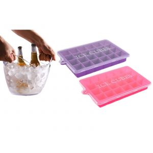 Moules &Agrave; Gla&ccedil;ons En Silicone &Agrave; 24 Compartiments - Rose Et Violet - Neuf