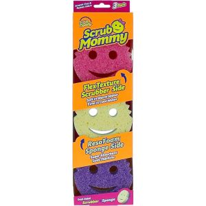 Scrub Mommy Eponge Vaisselle-Eponge Lavable Cuisine et Salle de Bain,Accessoire Maison,R&eacute;cureur Grattante Flextexture,Produits et Accessoires de Nettoyage,Lot de 3 - Neuf