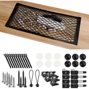VornixorSarlshop-Kit de Gestion des C&acirc;bles, 1 Filet de c&acirc;ble, 5 Clips de C&acirc;ble Adh&eacute;sif, 8 Clips de C&acirc;bles R&eacute;glables, 8 Attache Cable, Rangement Invisible pour Cacher Le c&acirc;ble Bureau, sous la Table - - Neuf