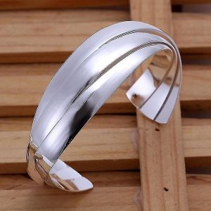 Cadeau De Noël Fin Mode 925 Argent Sterling Bracelet Manchette Bijoux Tendance Rétro Rond Dame Mariage - Neuf