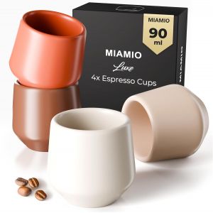 MEVRONISSHOP-Set de Tasses &agrave; Espresso de 4 pi&egrave;ces (90 ml) / Tasse &agrave; Espresso, Tasses &agrave; Espresso en C&eacute;ramique, Tasses Sans Poign&eacute;e, Tasses &agrave; Th&eacute; Japonaises - Collection Luxe (Beige Pastel) - Neuf