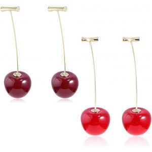 2 Paires Boucle D'oreille Cerise Cherry Dangle, Boucles D'oreilles Cherry Dangle, Boucles D'oreilles Cerise Rouge, Boucles D'oreilles Cerise Douce Pour Femmes Et Filles, Des Accessoires Doux - Neuf