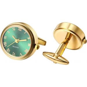 Eryi-Montres Boutons De Manchette Hommes Montre De Poche : Ronde Analogique Quartz Bouton De Manchette Montre Avec Chiffres Romains Boutons De Chemise Manchettes Cadeaux Pour Hommes Mariage - Neuf