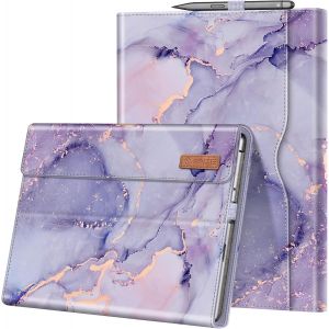 Coque Pour Microsoft Surface Pro 8 13 Pouces 2021 - Housse Multi-Angles Protection Avec Poche De Documents, Etui Compatible Avec Clavier Type Cover, Marbre Lilas[COQ9122077] - Neuf