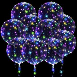 Pack de 10 Lueur des Ballons avec 61cm Lumi&egrave;re, R&eacute;utilisable DEL Bobo, des Ballons, des Ballons &agrave; l'H&eacute;lium brillent dans le noir, Color&eacute; Partie de Ballon Jeu (les Lumi&egrave;res de couleurs) - Neuf